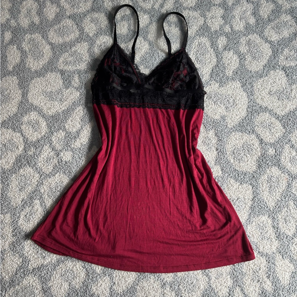 Fashion Nova Black and Red Lace Chemise